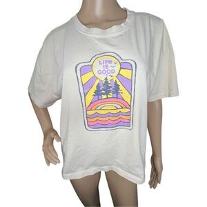 Life Is Good Extended Cropped Graphic Short Sleeve T-Shirt